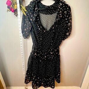 Forever 21 | short sleeve, flounced skirt, floral on black tunic dress, …